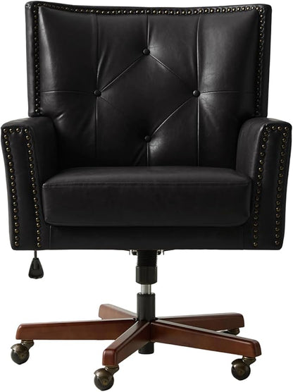 HULALA HOME Modern Home Office Chair with Tilt Lock & Metal Base, Desk Chair with 360° Swivel & Tilt Function, Height Adjustable, Wide Seat Computer Task Chair with Wheels & Padded Cushion, Black