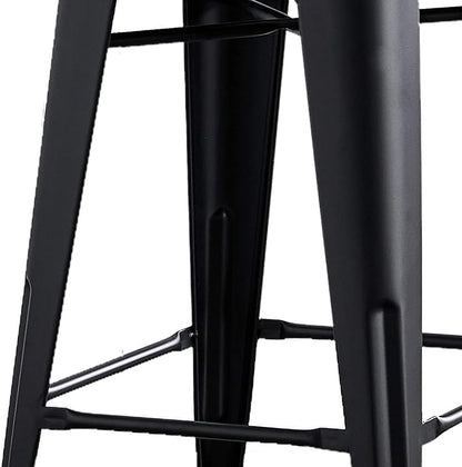 AC Pacific 24” Metal Barstool Set of 2 – Country Rustic Style with Low Back, Lightweight & Sturdy Build, Easy Assembly – Black Matte