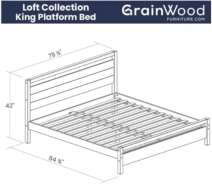 Grain Wood Furniture Loft King Size Solid Wood Bed with a Brushed White Finish