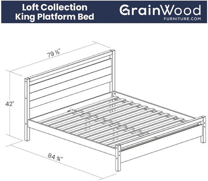 Grain Wood Furniture Loft King Size Solid Wood Bed with a Brushed White Finish