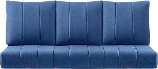 Luxury 24x24x6 Inch Kitty Patio Sofa Cushions Set of 3 - Memory Foam Deep Seat Water-Resistant Patio Cushion for Dining Rocking Swivel Chairs Loveseat Sectional Couch - Navy Blue