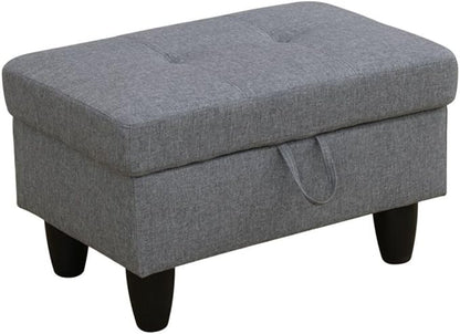 Ottoman Storage Ottoman Bench Linen Footrest Footstool with Hinged Lid for Living Room, Bedroom, Entryway, Black Grey-1, 28.5"X19"X17.5"