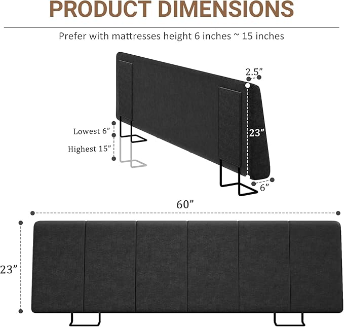Queen Size Headboard Only-No Assembly, Upholstered Headboard Queen Size Linen Fabric Modern Style Headboards for Adjustable Bed Extra-Thick, Black