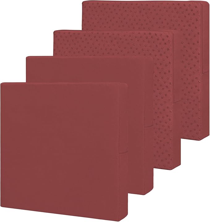 Easy-Going Waterproof Patio Cushion Covers ONLY Cover 24x24x4 inch 4 Pack Replacement Non-Slip Outdoor Seat Cushion Slipcover with Zipper. Wine