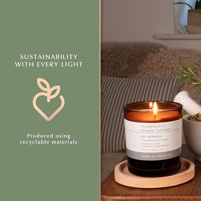 Pecksniff's Amber De-Stress Aroma Therapy Candle | 1 Wick, 184g/6.49oz