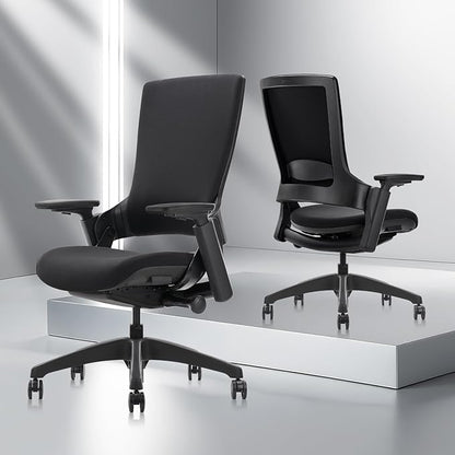 CLATINA Office Chair Swivel Executive Chair, Adjustable Ergonomic Computer Chair with 3D Armrest and Lumbar Support, Fabric Backrest Task Chair for Home Office Conference Room