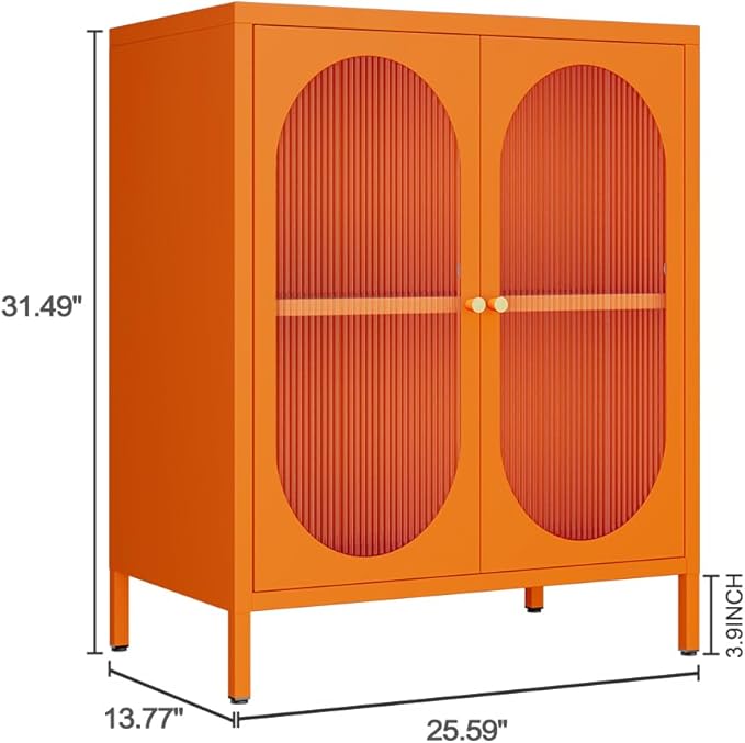 Metal Storage Cabinets, Modern Accent Cabinet with 2 Acrylic Doors, Sideboards with Adjustable Shelf and high feet, Entryway Storage Cabinet for Home, Office, Living Room,Sideboard, Hallway