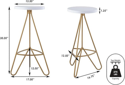 JONATHAN Y BSL1002B Trinity 30" Modern Industiral Iron Tripod Backless Bar Stool for Home, Kitchen, Dining Room, Workspaces, Cafes and Resturants, White Seat with Gold Frame