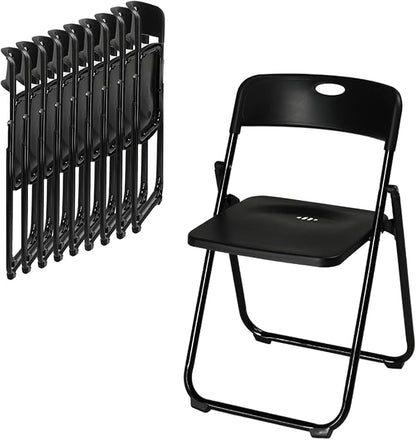 Karl home 10 Pcs Folding Chair, 300LBS Lightweight Foldable Plastic Chair, Reinforced Metal Frame Easy to Fold & Store for Indoor & Outdoor, Wedding, Party, Meeting Room, Patio and Garden, Black