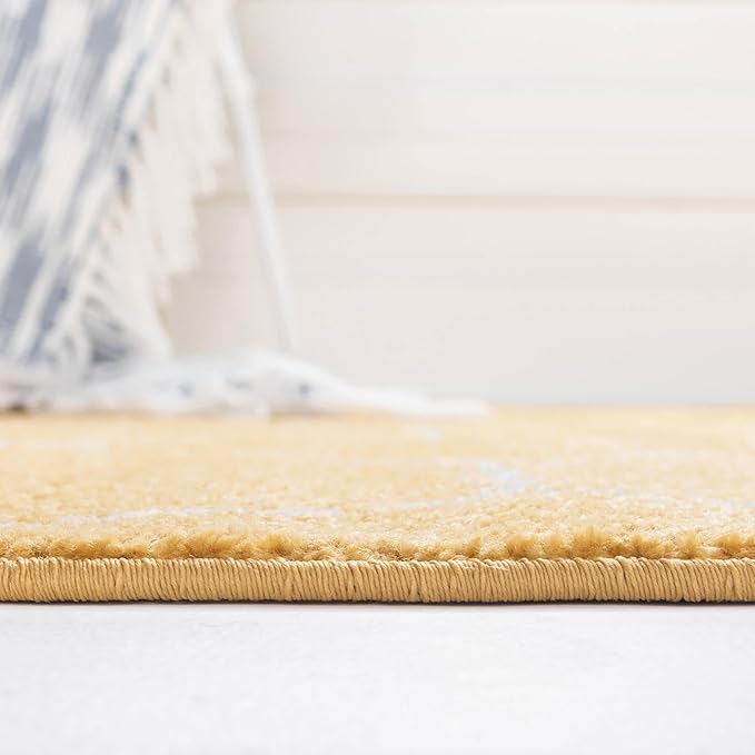 Unique Loom Trellis Frieze Collection Area Rug - Geometric (3' x 5' Oval, Yellow/ Ivory)