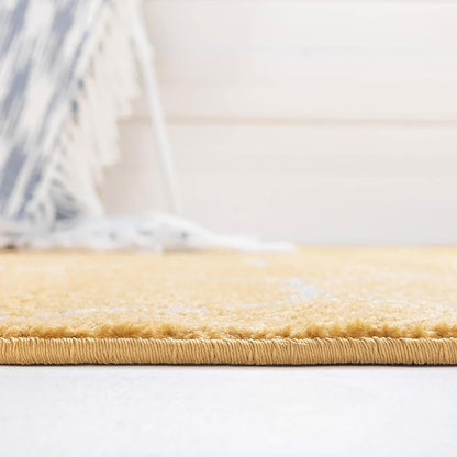 Unique Loom Trellis Frieze Collection Area Rug - Geometric (3' x 5' Oval, Yellow/ Ivory)