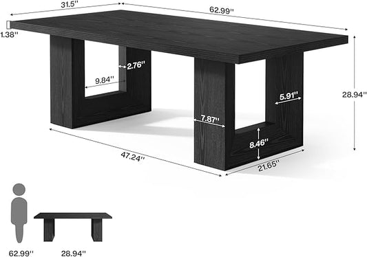 Tribesigns Home Office Desk, 62.99" Large Farmhouse Executive Desk, Computer Table for Office, Conference Room, Study Room (Black)