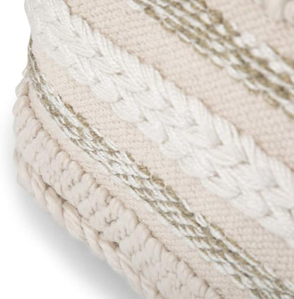 SIMPLIHOME Sommer Boho Square Pouf in Natural Handloom Woven Pattern for the Living Room, Bedroom and Kids Room