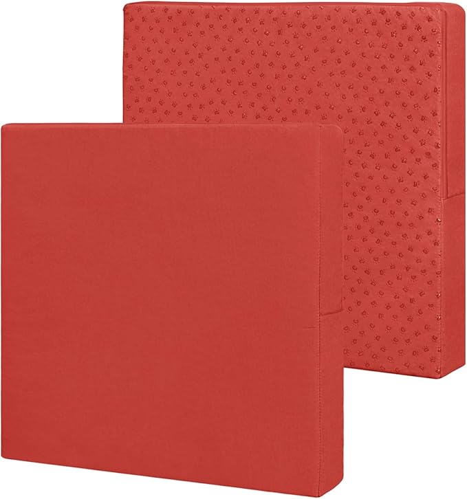 Easy-Going Waterproof Patio Cushion Covers 24x24x4 inch 2 Pack Replacement Non-Slip Outdoor Seat Cushion Slipcover with Zipper. Terra Red