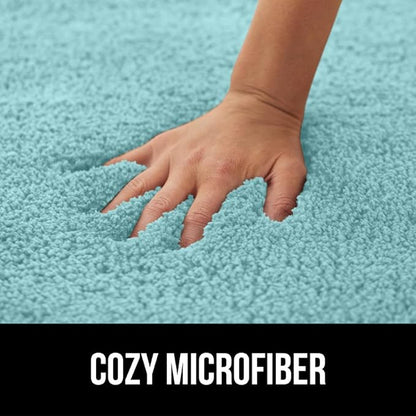 GORILLA GRIP Bathroom Rugs, 42x24, Ultra Soft Absorbent Mat, Thick Plush Bath Rug, Machine Washable, Microfiber Quick Dry, Mats for Shower, Bathtub and Floor, Home Decor Accessories, Spa Blue