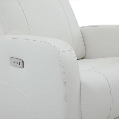 CHITA Genuine Leather Power Swivel Glider Recliner Chair, FSC Certified Double Layer Backrest Truck Armrest Recliner Chair Sofa for Living Room-White