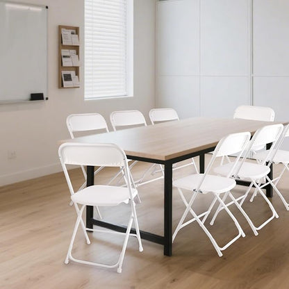 10 Pack White Folding Chairs, Portable Stackable Commercial Foldable Chair, Indoor Outdoor Plastic Folding Chair for Events/Office/Home/Wedding/Party, 400lbs Capacity