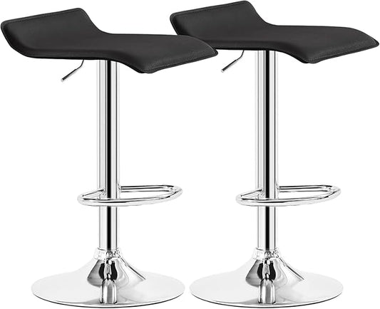 VECELO Bar Stools Set of 2, Swivel Bar Chairs, Adjustable Counter Bar Stools, Stools for Kitchen/Island/Bar/Dining Room/Party, Black