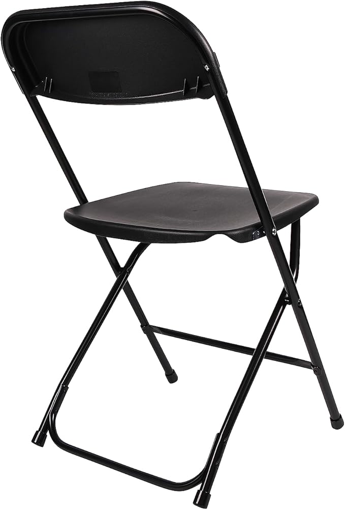 BTEXPERT Set of 2,Black Plastic Folding Chair Steel Frame Commercial High Capacity Event Chair Lightweight Set for Office Wedding Party Picnic Kitchen Dining Church School