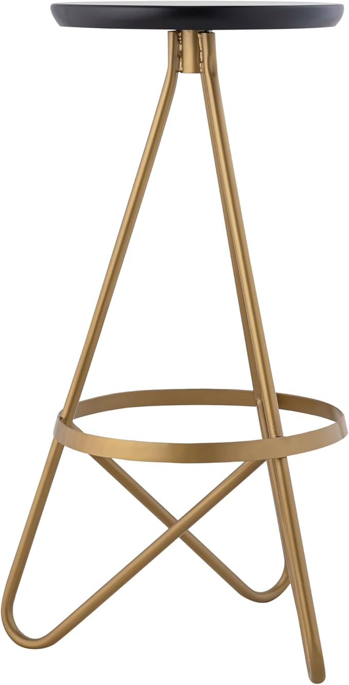 JONATHAN Y BSL1000C Spiroa 30" Modern Industrial Metal Backless Circular Bar Stool for Home, Kitchen, Dining Room, Workspaces, Cafes and Resturants, Black Seat with Gold Frame