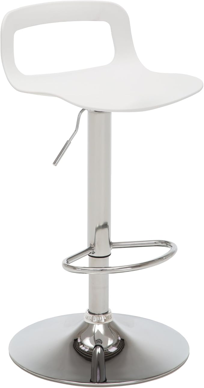 NOBPEINT Contemporary Chrome Air Lift Adjustable Swivel Bar Stool, Set of 4, White