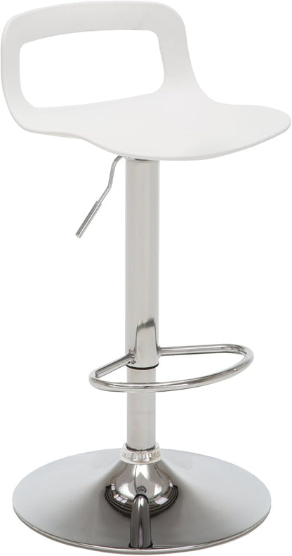 NOBPEINT NOB Contemporary Chrome Air Lift Adjustable Swivel Bar Stool (6 Pieces, White)