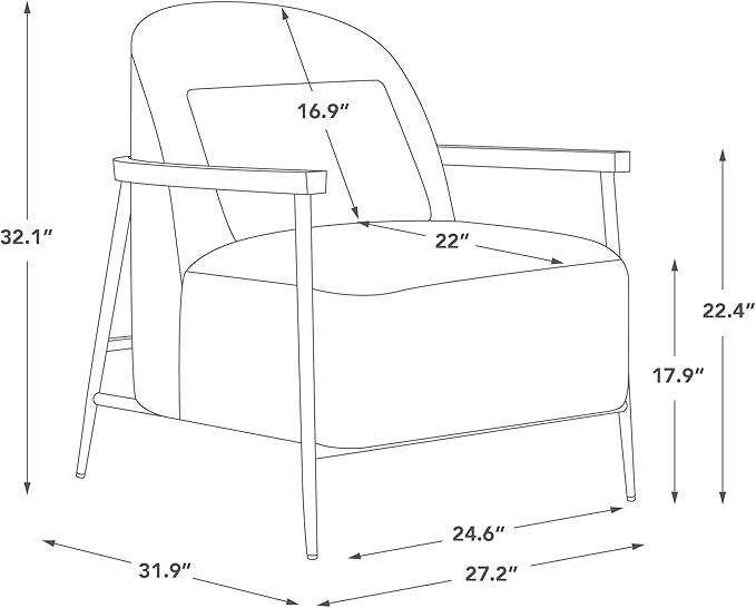 CHITA Accent Chair for Living Room Set of 2, FSC Certified Modern Upholstered Faux Sherpa Fabric Armchair with Metal Frame and Wooden Armrests, Ivory