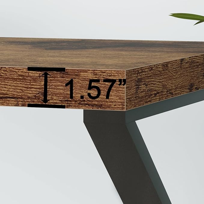 HSH Rustic Computer Desk, Large Executive Writing Study Work Desk for Home Office, Industrial Metal Wooden PC Laptop Long Desk Workstation, Modern Bedroom Living Room Table, Rustic Brown, 60 Inch