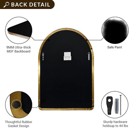 ANDY STAR 30x40 Inch Gold Bathroom Mirror, Arch Top Design Stainless Steel Mteal Frame, Brass Arch Mirrors for Wall Ideal for Bathroom, Entry, Living Room