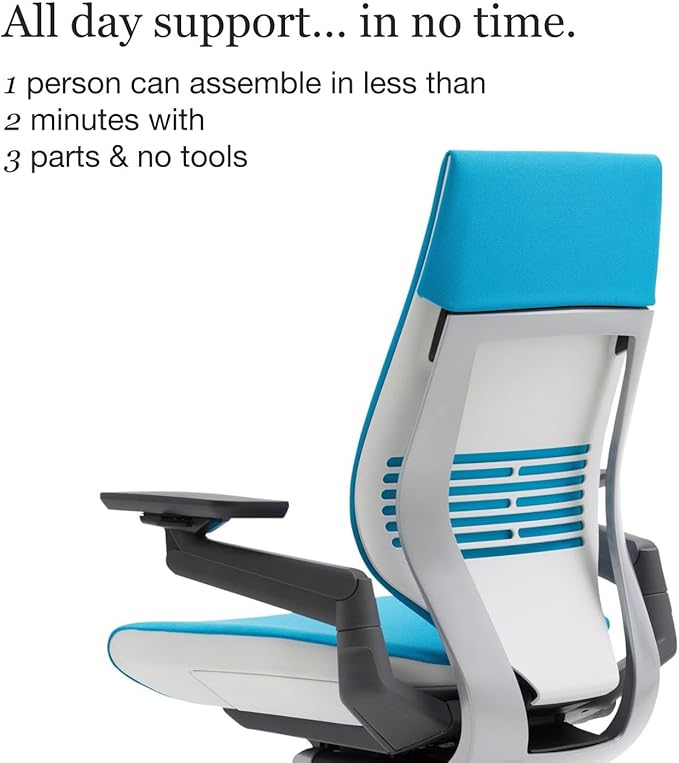 Steelcase Gesture Office Chair - Ergonomic Work Chair with Wheels for Carpet - Comfortable - Intuitive-to-Adjust for Desk - 360-Degree Arms - Blue Jay Fabric