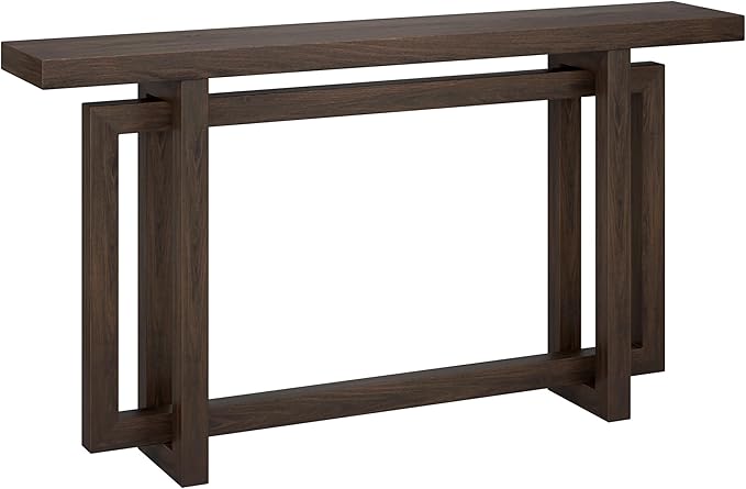 Henn&Hart 55'' Wooden Rectangular Console Table Entryway Table, Sofa Table for Entryway, Living Room, Couch, Hallway, or Office, Alder Brown