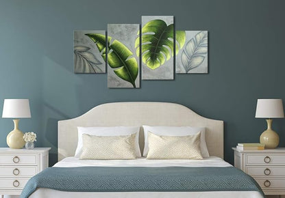Wieco Art Botanical Paintings Wall Art on Canvas Abstract Green Leaves Canvas Wall Art for Living Room Bedroom Wall Decor Modern Artwork for Home Decorations