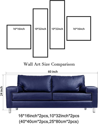 Wieco Art Large Size Decorative Elegant Flowers 4 Panels 100% Hand-painted Modern Contemporary Artwork Floral Oil Paintings on Canvas Wall Art for Home Decorations Wall Decor L