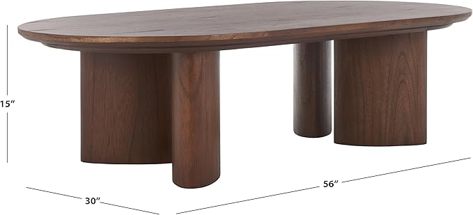 SAFAVIEH Couture Collection Barnard Walnut Oval Solid Wood Coffee Table