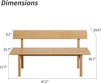 Outdoor indoor Bench, 47 Patio Garden and balcony Wooden Bench, Weatherproof Sturdy Wood Garden Bench with Seat for Porch, Park, Backyard, 800 Lbs Max Load, 2-Person log color Loveseat with Backrest