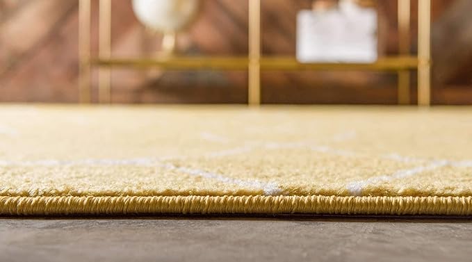 Unique Loom Trellis Frieze Collection Area Rug - Geometric (5' 1" x 8', Yellow/ Ivory)