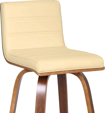 Armen Living Vienna 30" Swivel Bar Stool in Walnut Wood Finish with Cream Faux Leather - Set of 3