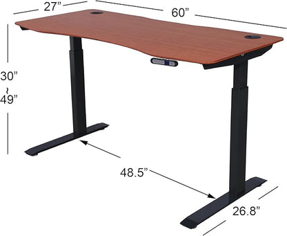 ApexDesk Elite Pro Series 60" x 27" Electric Height Adjustable Stand up Desk, Sit Stand Home Office Desk, Computer Desk - Curved Bamboo