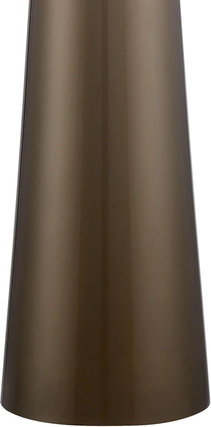Possini Euro Design Karen Modern 3-Way Table Lamp 36" Tall with Dimmer Dark Gold Glass Column Off White Fabric Drum Shade for Bedroom Living Room House Bedside Nightstand Home Office Entryway Family