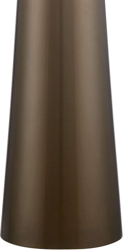 Possini Euro Design Karen Modern 3-Way Table Lamp 36" Tall with Dimmer Dark Gold Glass Column Off White Fabric Drum Shade for Bedroom Living Room House Bedside Nightstand Home Office Entryway Family