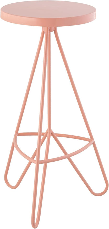 JONATHAN Y BSL1002C Trinity 30" Modern Industiral Iron Tripod Backless Bar Stool for Home, Kitchen, Dining Room, Workspaces, Cafes and Resturants, Pink Frame