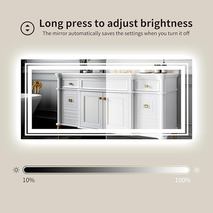 WTTY LED Bathroom Mirror 77''x36'' with Front and Backlight, Large Dimmable LED Vanity Wall Mirrors, Double LED Mirror for Bathroom with Anti-Fog, 3 Colors, Memory Function, Shatter-Proof, ETL Listed