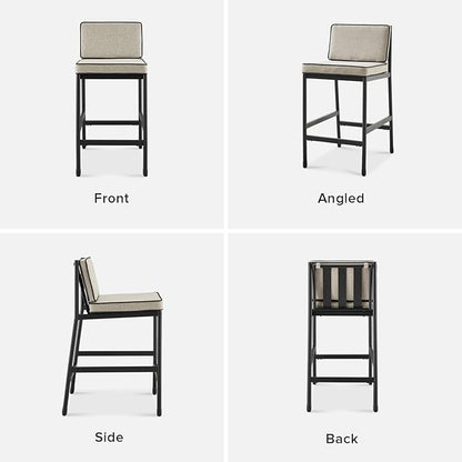 mopio Odelia Patio Counter Stool Set of 2, Outdoor Chair with Removable Cushions and Rust Free Metal Frame, Dining Sets for Front Porch, Balcony, Yard, Bistro (Counter Stool x2, Beige)