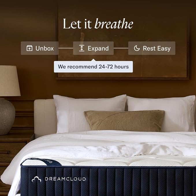 DreamCloud Luxe 14" King Mattress - Luxury Hybrid Gel Memory Foam - 365 Night Trial - Fiberglass Free - Forever Warranty - Mattress in a Box - CertiPUR-US Certified