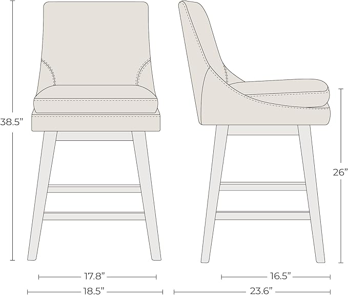 CHITA Counter Height Swivel Barstool, Upholstered Bar Stool, 26.8" H Seat Height, PU Leather in Retro Brown