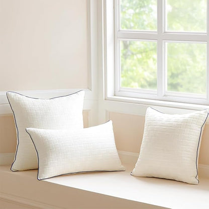 Oubonun 22x22 Pillow Inserts Set of 2 - Square Decorative Throw Pillows for Couch Bed Sofa Living Room Down Alternative Polyester Filling 22 Inch Insert(Beige)