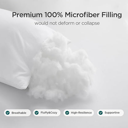 Acanva 24x24 Throw Pillow Inserts Set of 2, Premium Polyester Fiber Fill Square Sham Stuffer Cushion for Sofa, Bed, Couch and Chair, Machine Washable, 24x24 Inch(for 22x22 Cover), White 2 Count