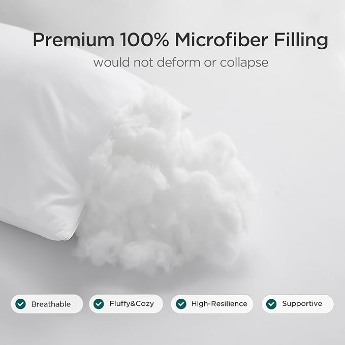 Acanva 20x20 Throw Pillow Inserts Set of 2, Premium Polyester Fiber Fill Square Sham Stuffer Cushion for Sofa, Bed, Couch and Chair, Machine Washable, White