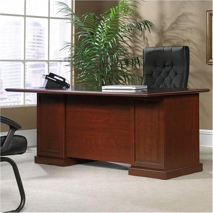 Pemberly Row Classic Home Office Executive Computer Desk in Cherry