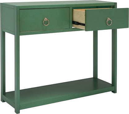 SAFAVIEH Home Collection Sadie Contemporary Turquoise Green 2-Drawer Console Table (Fully Assembled)